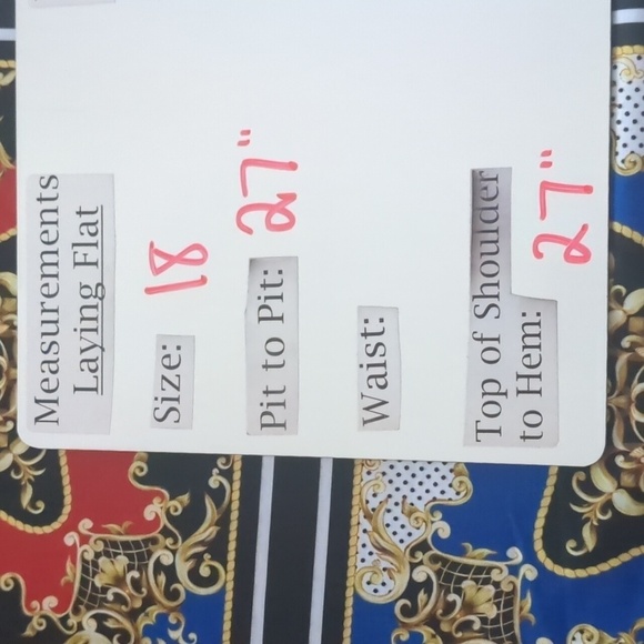 Boohoo Plus Baroque Print Oversized Red Blue Gold Short Sleeve Tee size 18 - Picture 5 of 5